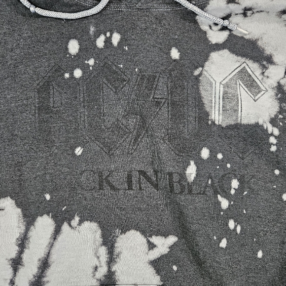 AC⚡️DC Acid Washed Long Sleeve Hooded Sweatshirt, Dark Grey, Large - Picture 6 of 11